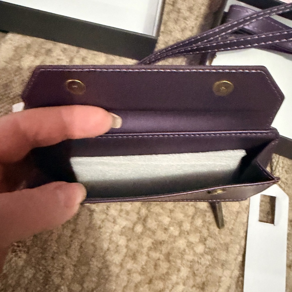 Premium iPhone 14 Purple Crossbody Wallet Phone Case with Strap - Picture 9 of 13
